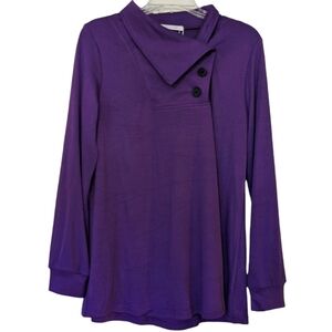 NWT Blue time women's tunic long sleeve shirt collar buttons purple size medium
